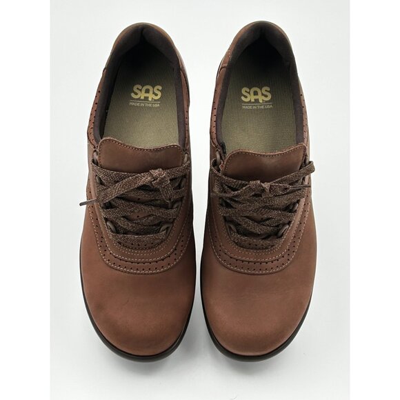 SAS Walk Easy Women’s Comfort Walking Shoes Size 9.5 S Brown Leather Made in USA - Picture 3 of 8